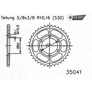 Esjot Motorrad Kettenrad 41 Zähne Stahl (530) (5/8x3/8) (92-35041-41)